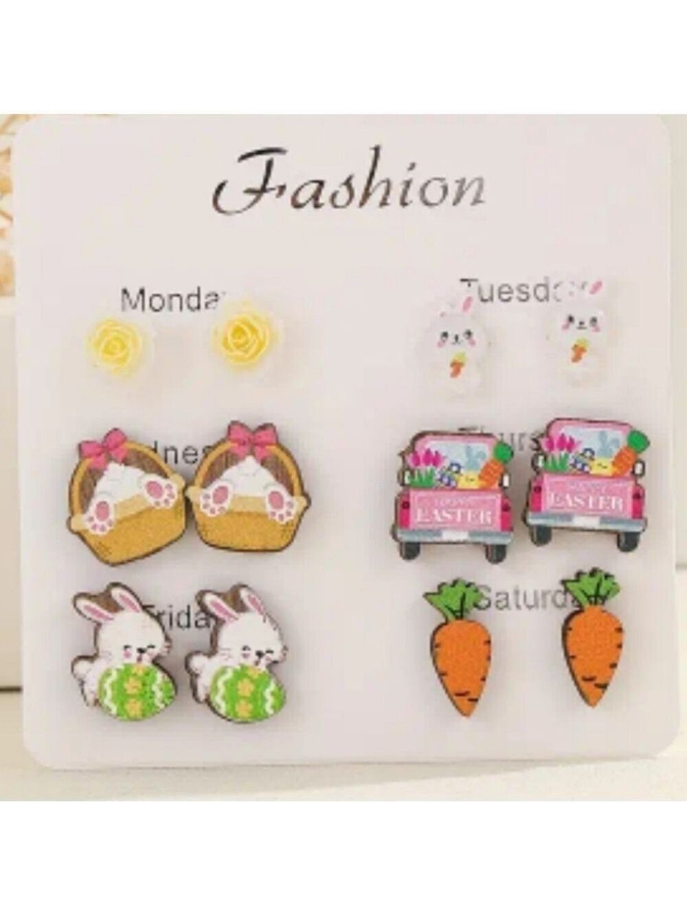 6 pairs of Easter stud earrings